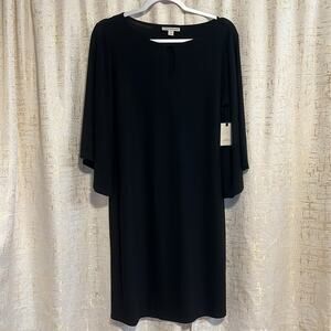 NWT Dana Buchman Bell Sleeve Key Hole Black Midi Dress Women's Sz Medium MSRP$50